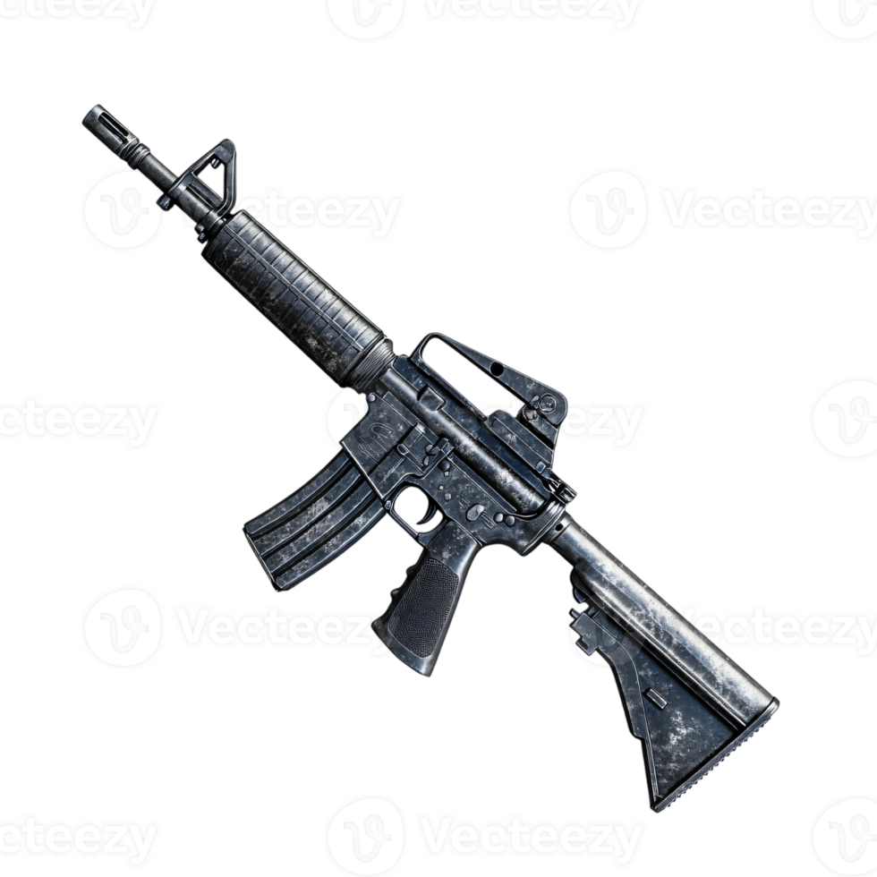 Weathered assault rifle military weaptransparent background close up png