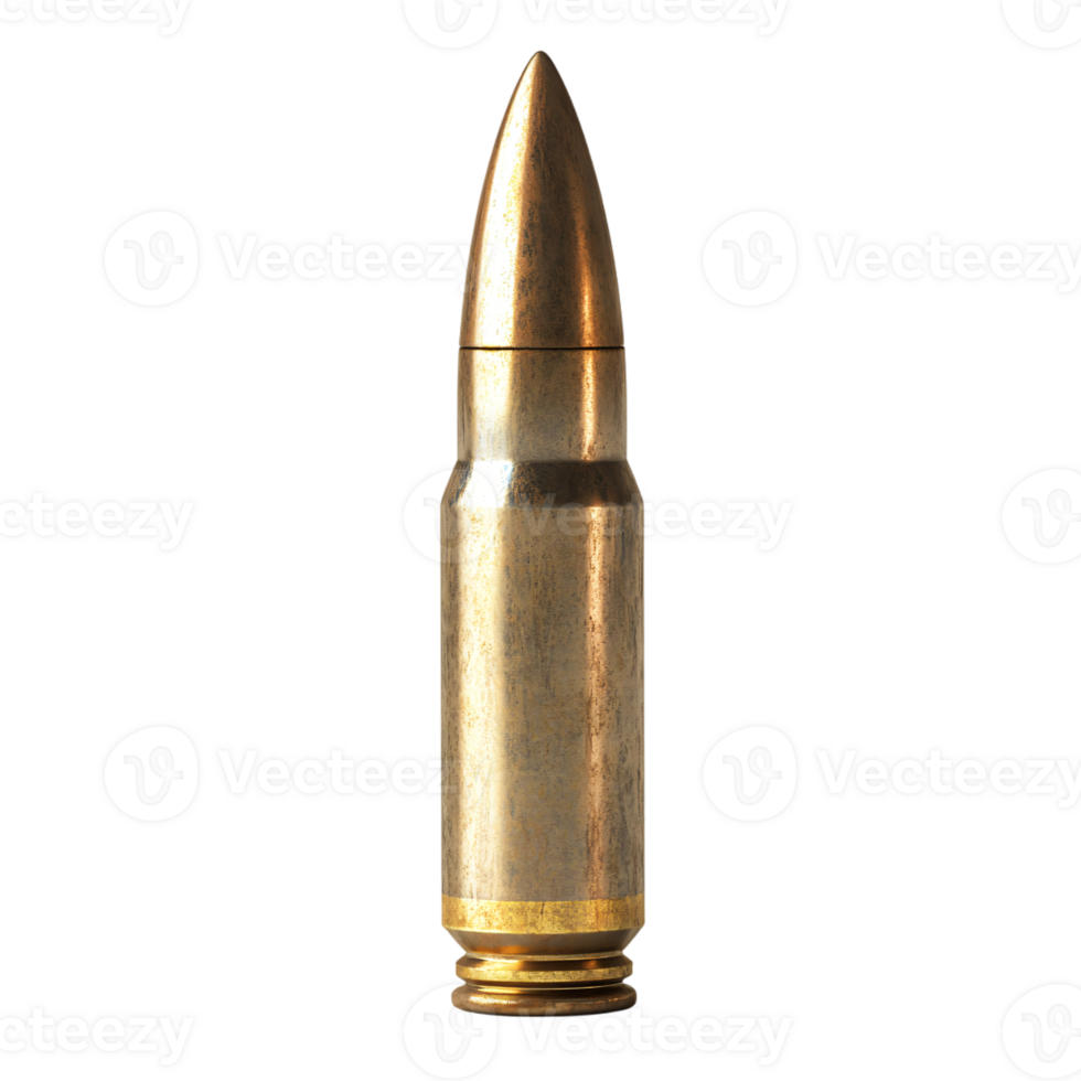 Close up of a Single Bullet Cartridge Ammunition Weapon Gun Firearm Metal Brass Cartridge Case png