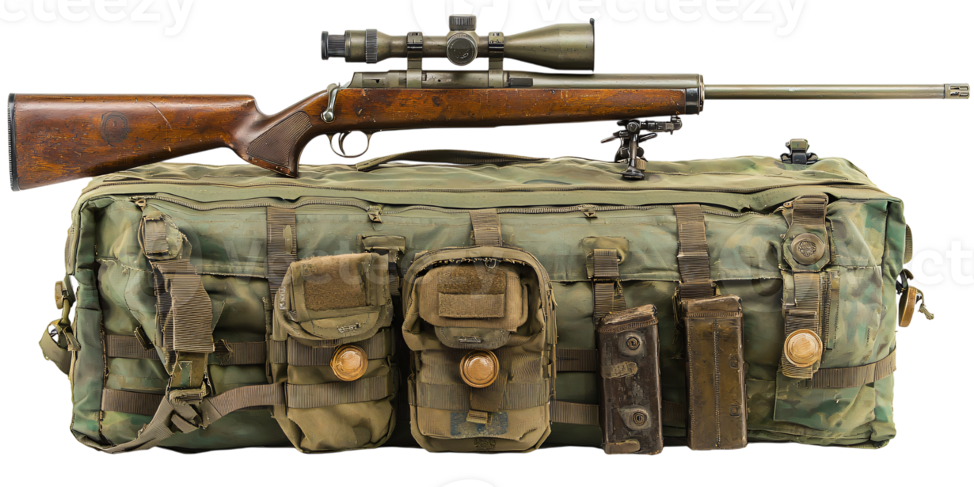 Vintage Sniper Rifle Tactical Gear Bag Hunting Military Equipment png