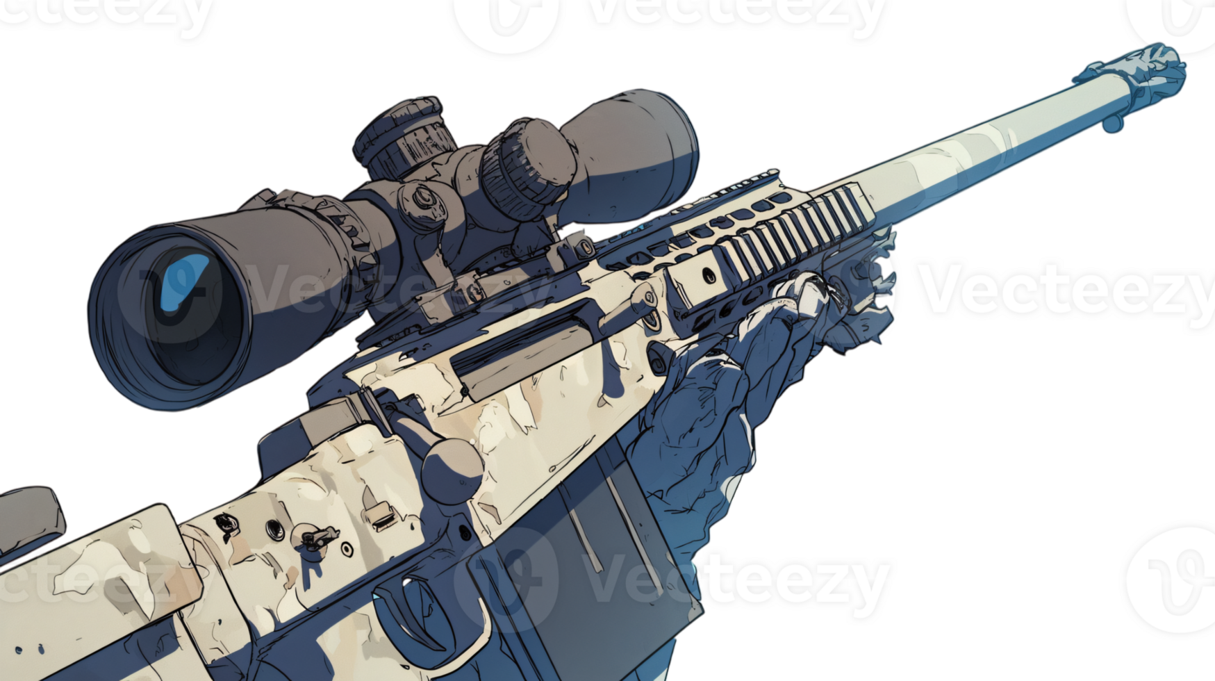 Camouflaged Sniper Rifle Closeup Illustration Military Weapon Hunting Gear png