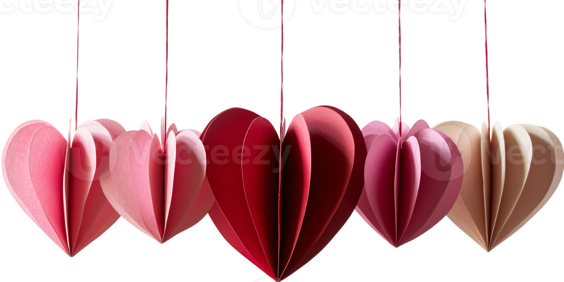 Romantic Paper Hearts Hanging Decorations Valentines Day png