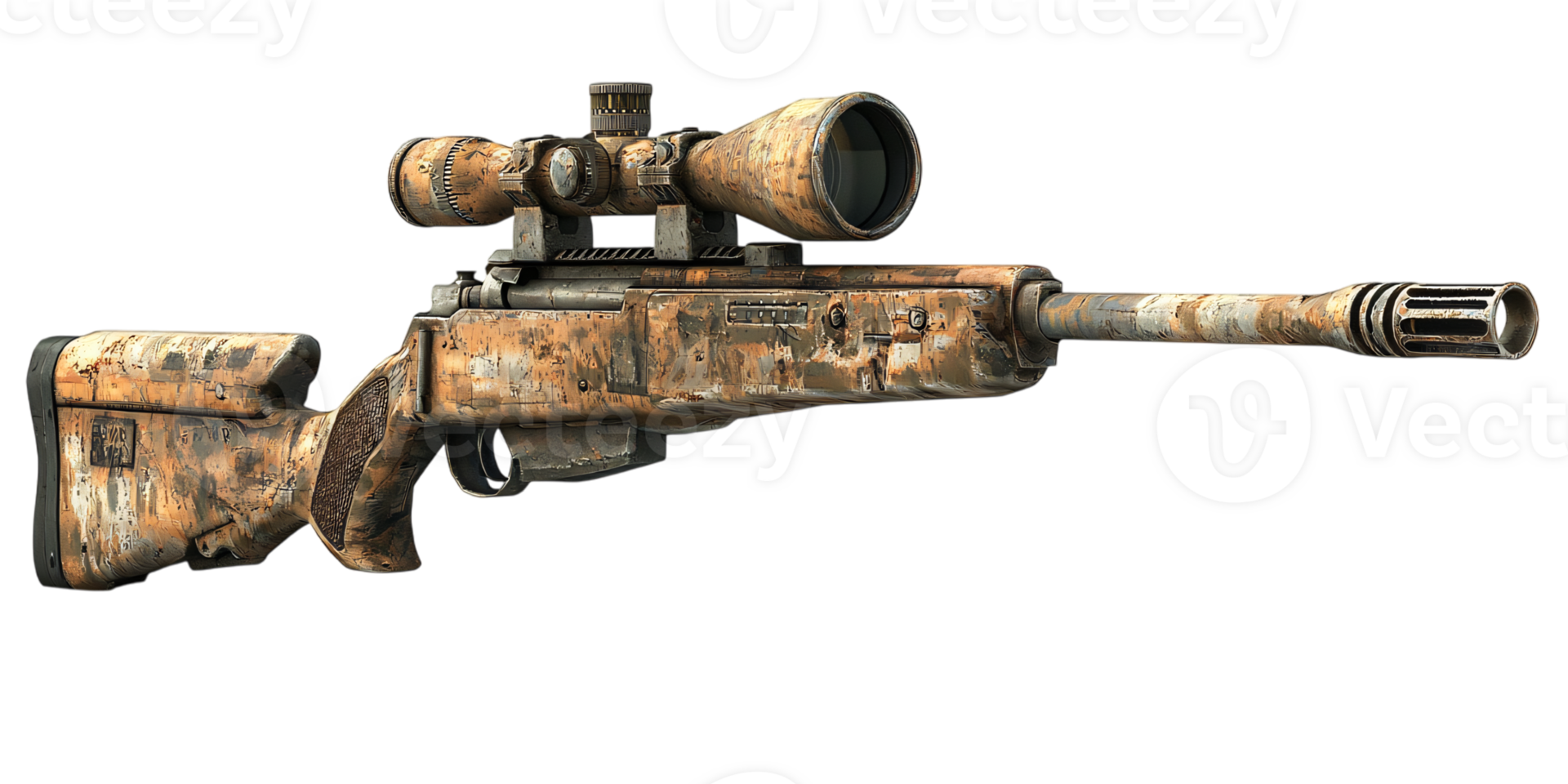 Camouflage Sniper Rifle with Scope Hunting Weapon Military Gear png