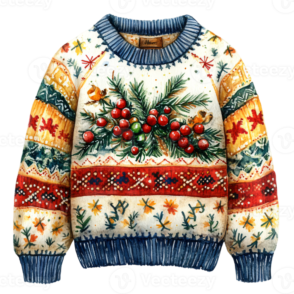 Festive Fair Isle Christmas Jumper Winter Holiday Sweater Design png