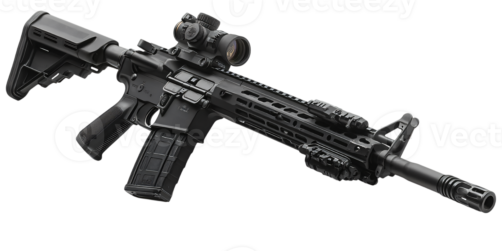 Modern Tactical Rifle with Red Dot Sight Accessories png