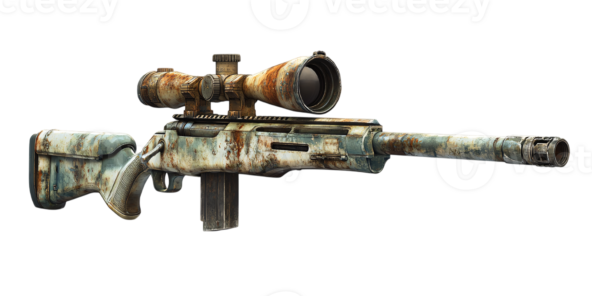Rusty Sniper Rifle Hunting Weapon Military Gear Camo Scope png