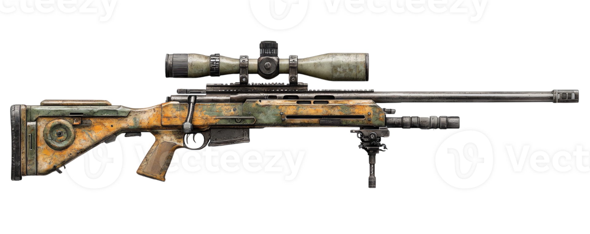 Camouflage Sniper Rifle Military Weapon Hunting Gear Long Range Shooter High Power Firearm png