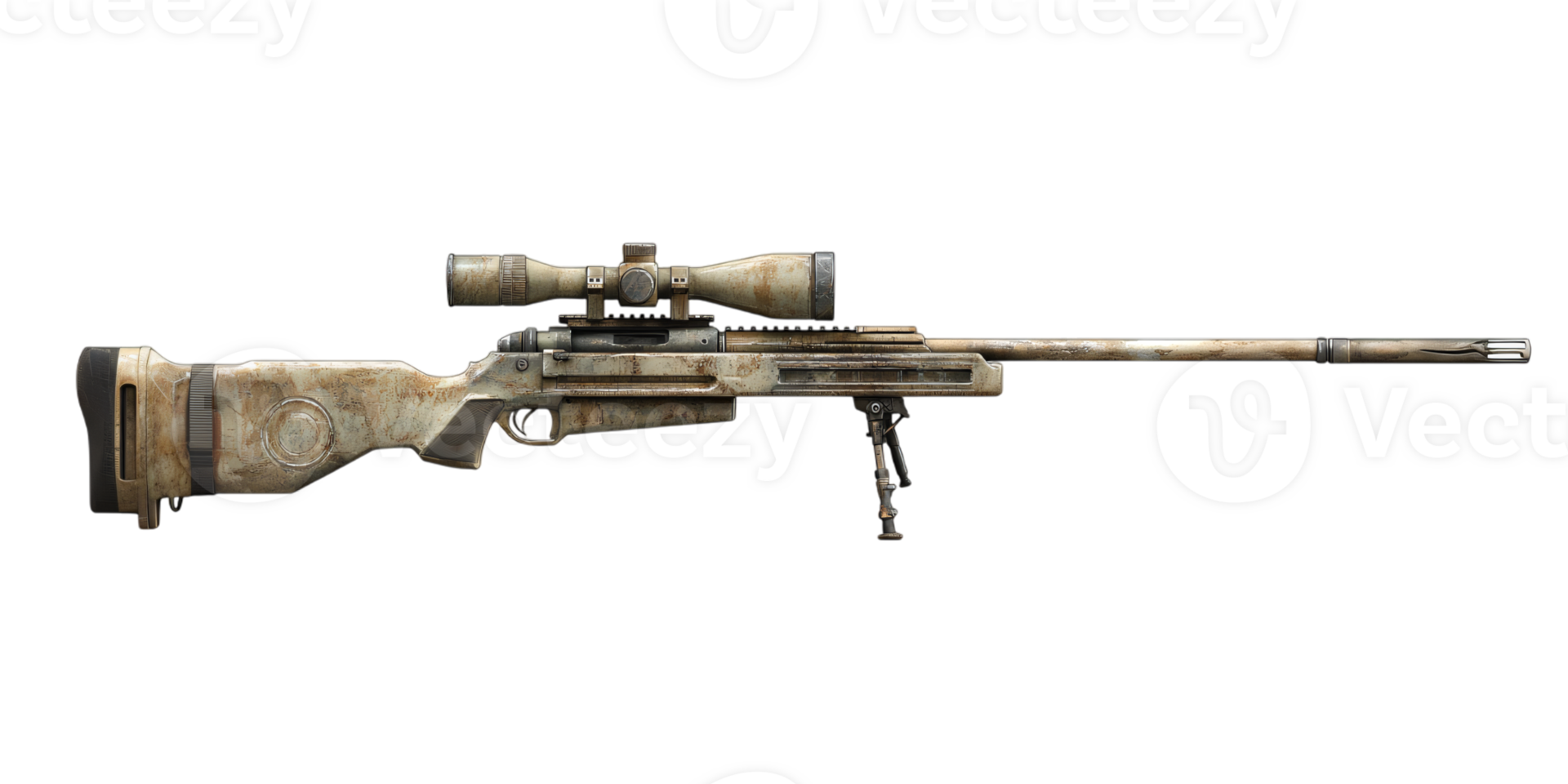 Desert Camouflage Sniper Rifle with Scope High Resolution Image png