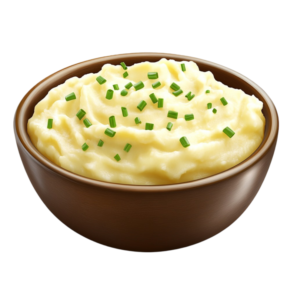 mashed potatoes in a bowl with green onions png