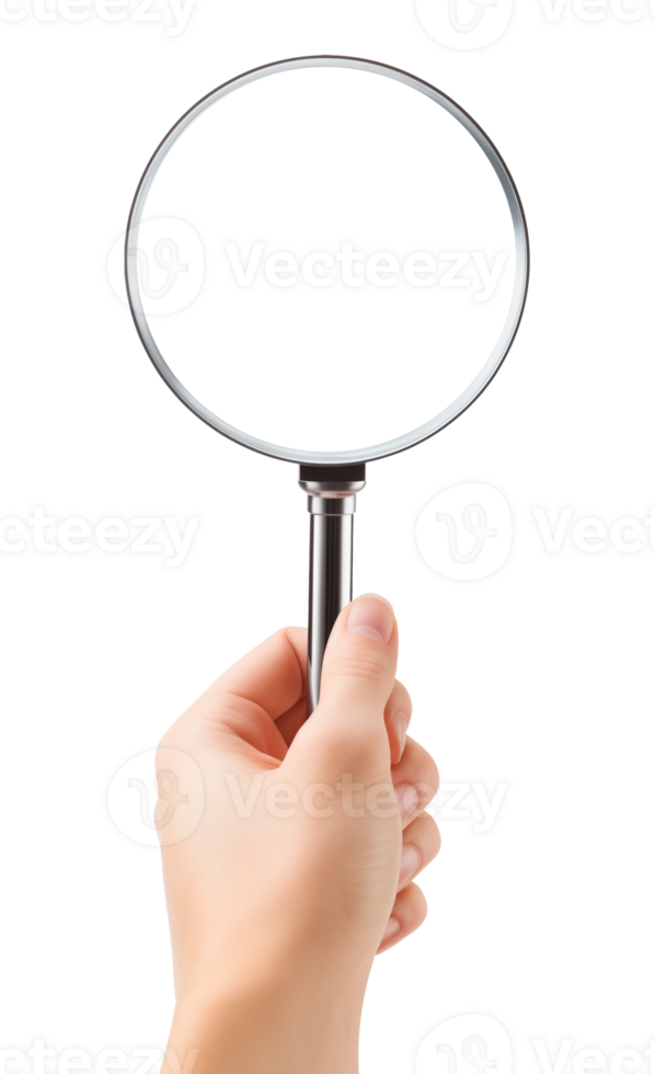 Hand Holding Magnifying Glass Isolated on Transparent Background png