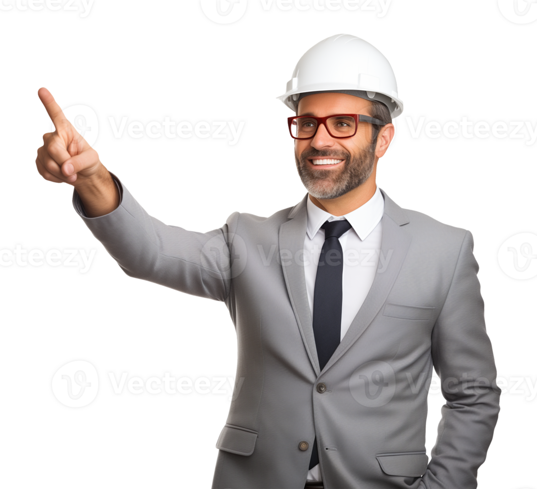 Architect Pointing on Something Isolated on Transparent Background png