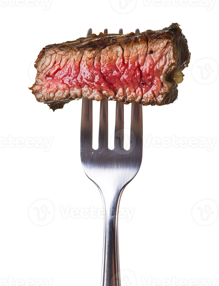 Fork With Steak Isolated on Transparent Background png