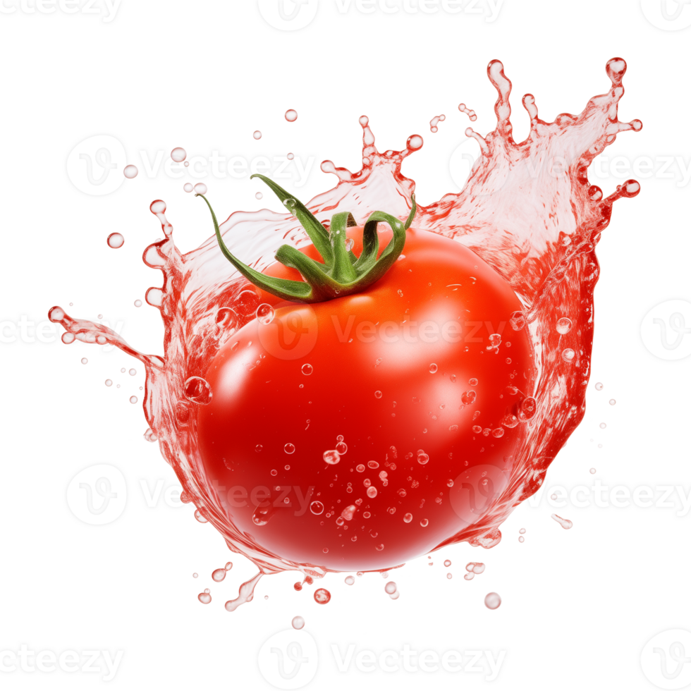 Tomato With Juice Splash Isolated on Transparent Background png