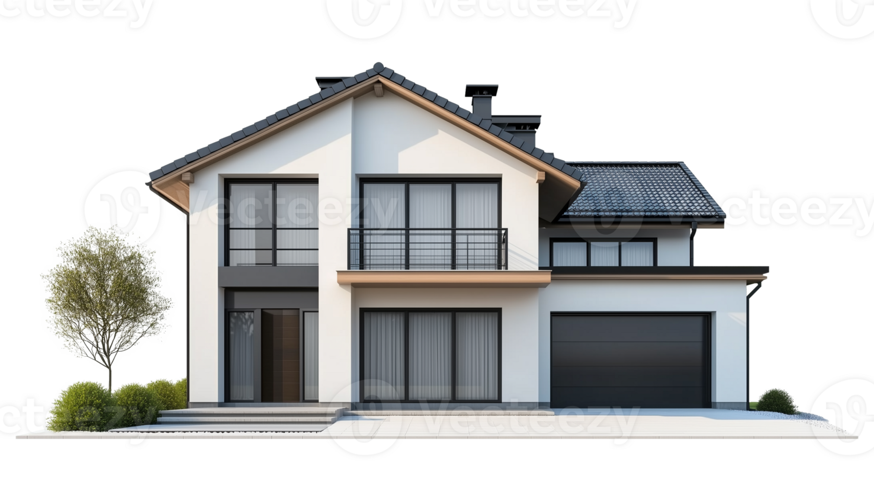 Modern House Isolated on Transparent Background png
