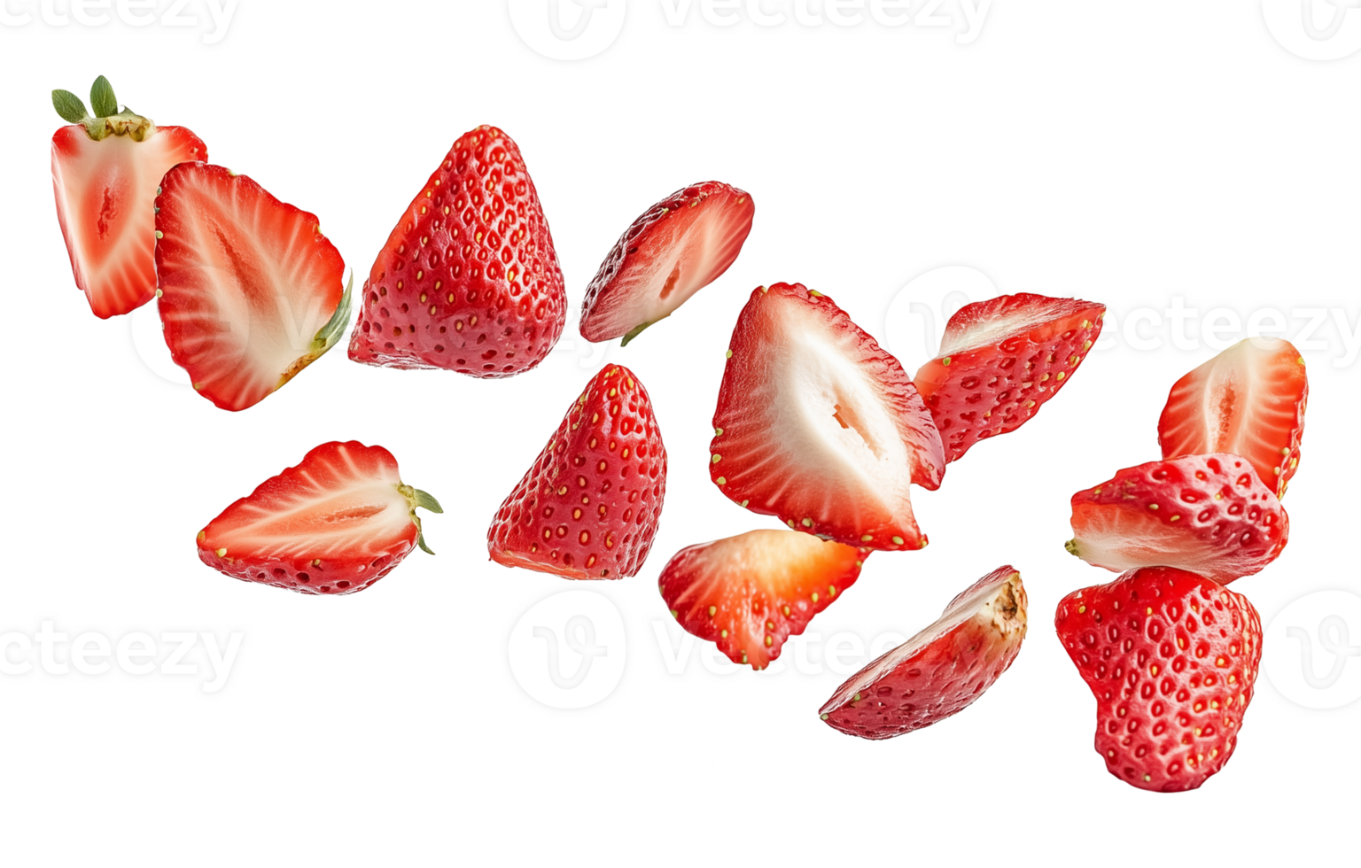 Sliced Strawberries Wave Isolated on Transparent Background png