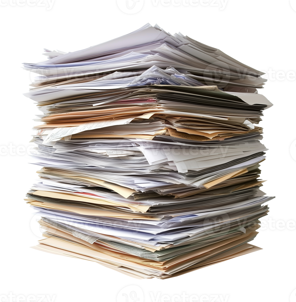 Stack of Paperwork Isolated on Transparent Background png