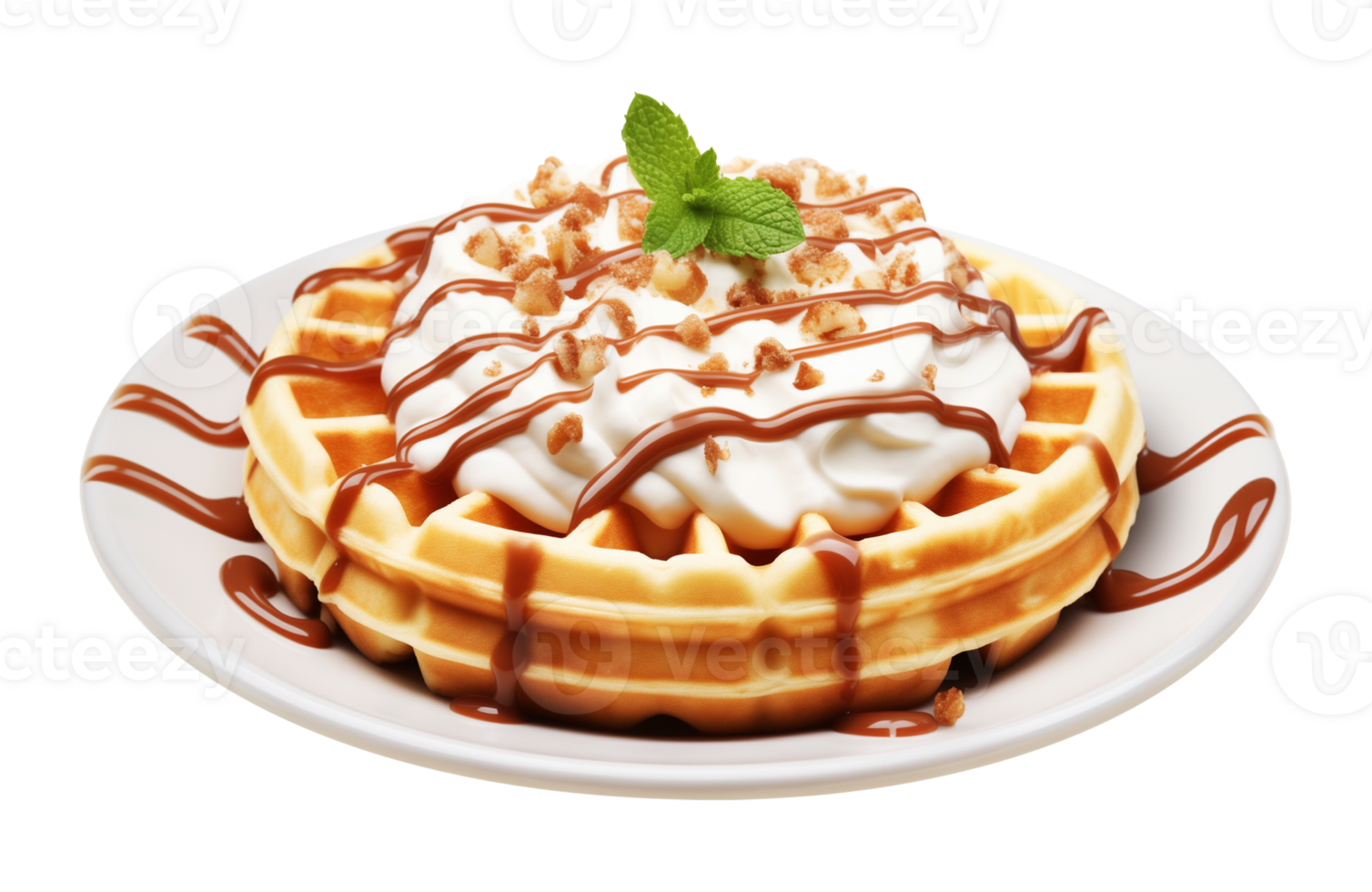 Waffle With Frosting Icing Isolated on Transparent Background png