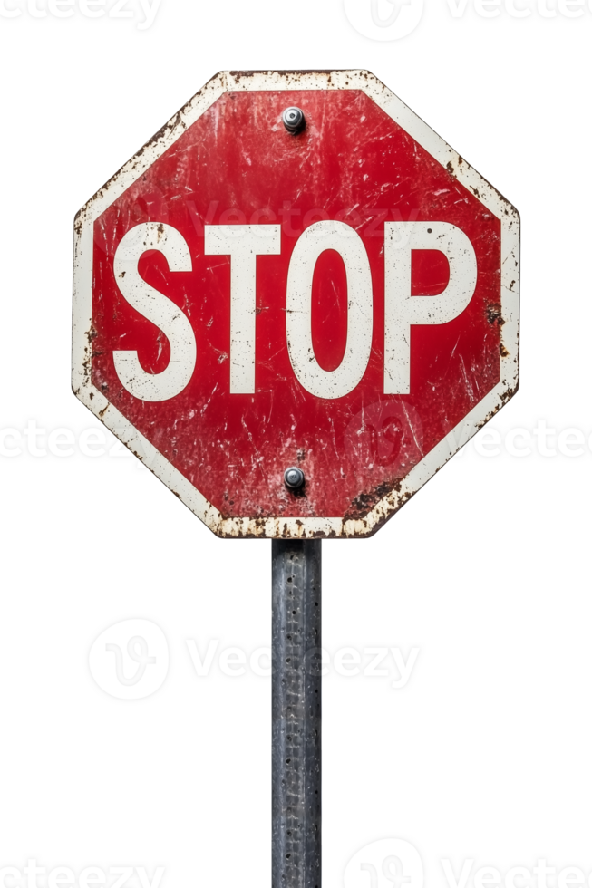 Old Stop Road Sign Isolated on Transparent Background png