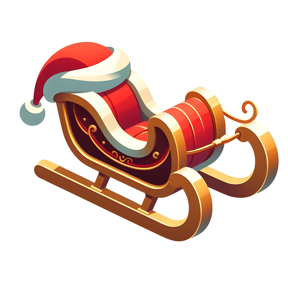 Realistic Beautiful Christmas Sleight With Sant Claus Hat png