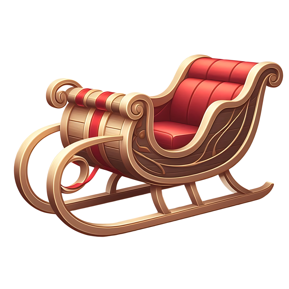 Realistic Beautiful Wooden and Red Color Christmas Sleight png