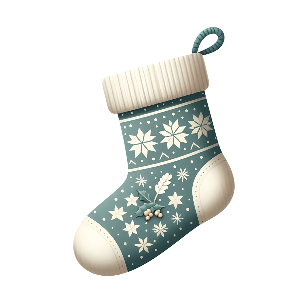 Beautiful Realistic Christmas Sock With Snowflakes Painted on it png