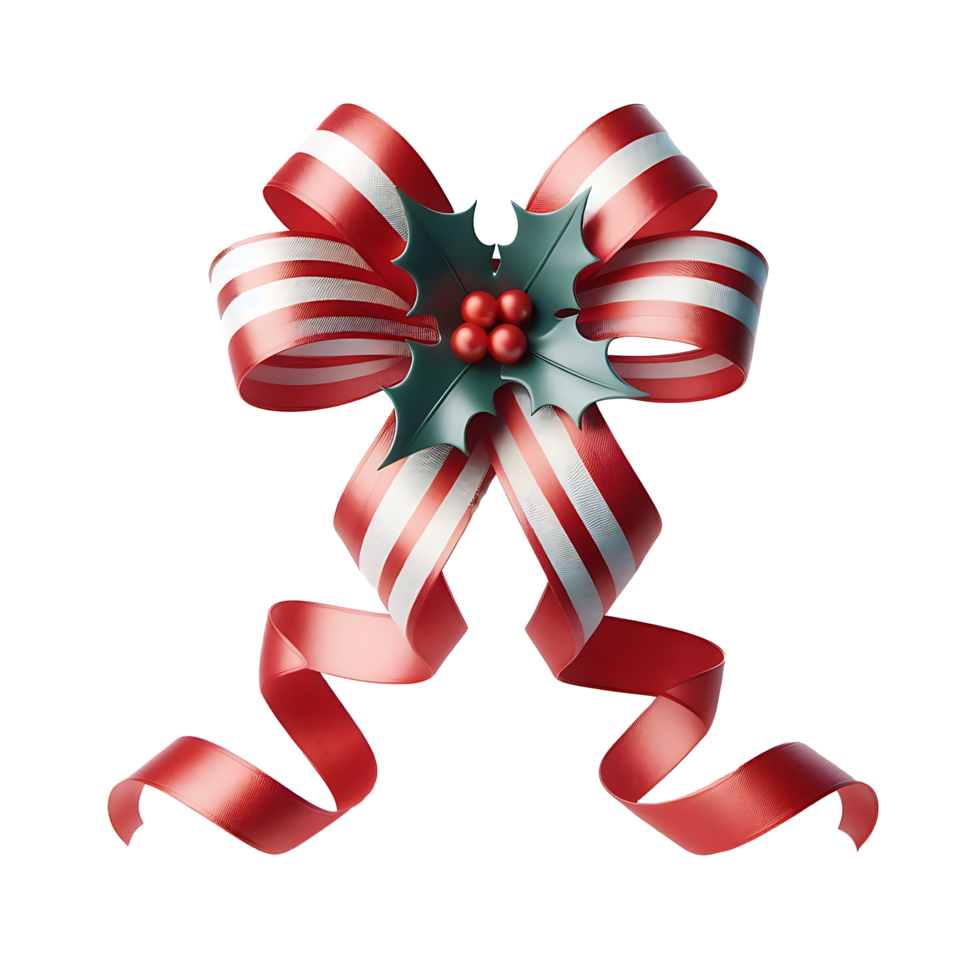 Beautiful Realistic Christmas Ribbon Bow With Cranberries png