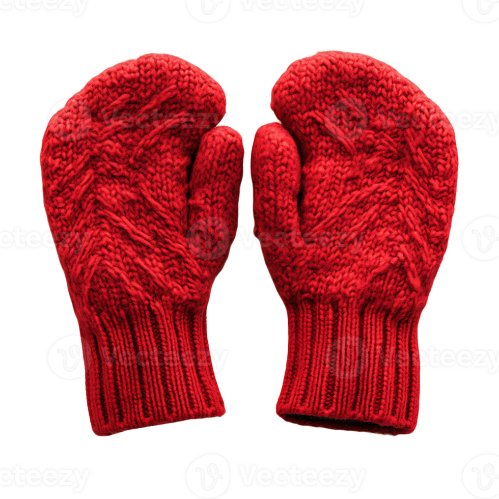 Two knit mittens with a colorful pattern png