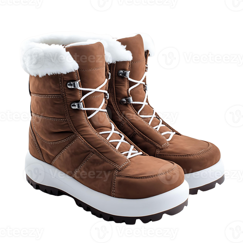 A pair of snow boots isolated on a transparent background png