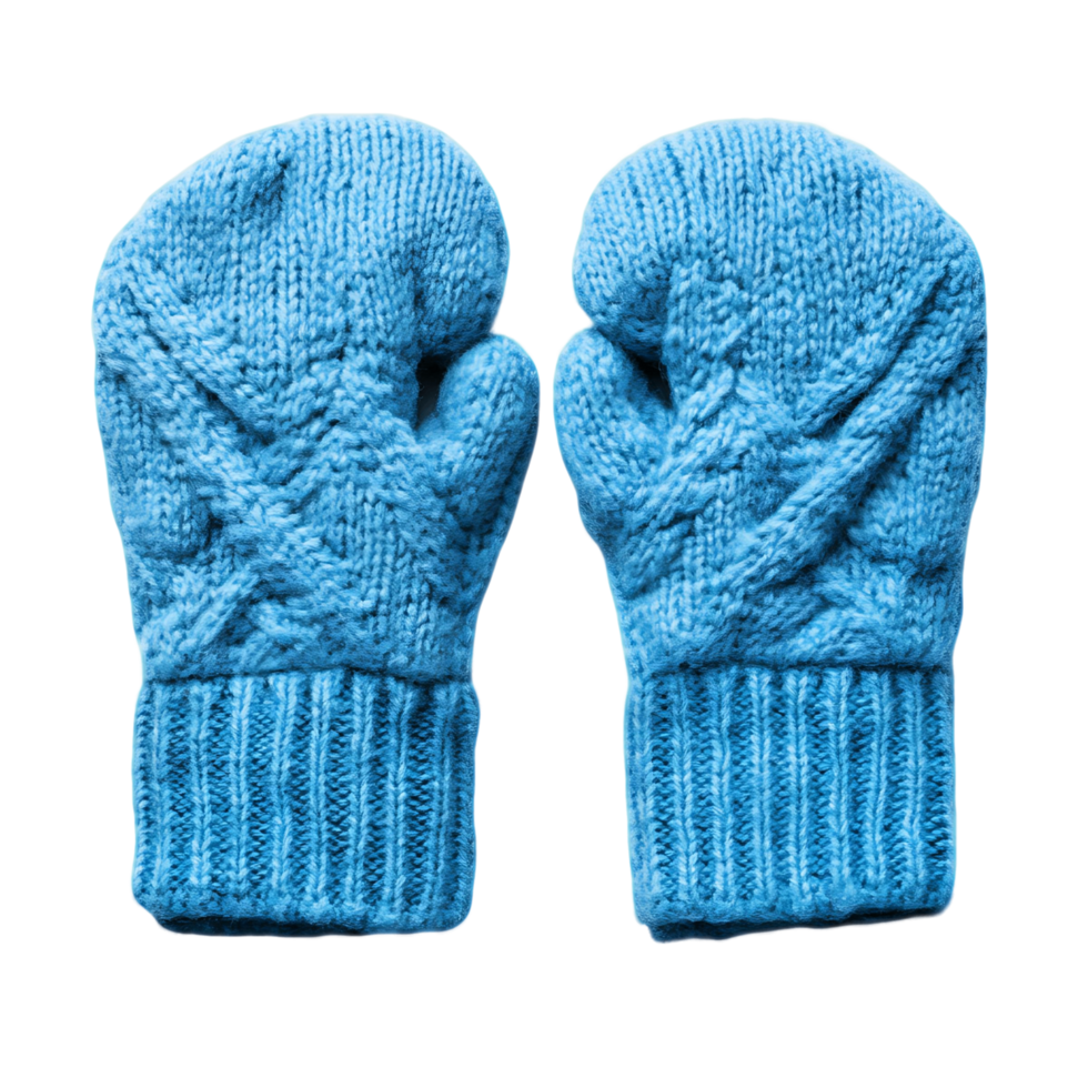 Two knit mittens with a colorful pattern png