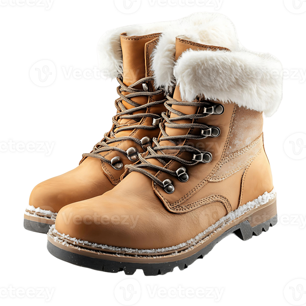 A stylish pair of winter boots isolated on a transparent background png