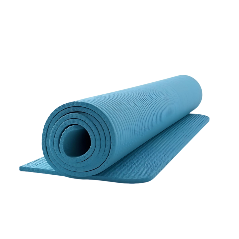 A yoga mat is rolled up and isolated on a transparent background png