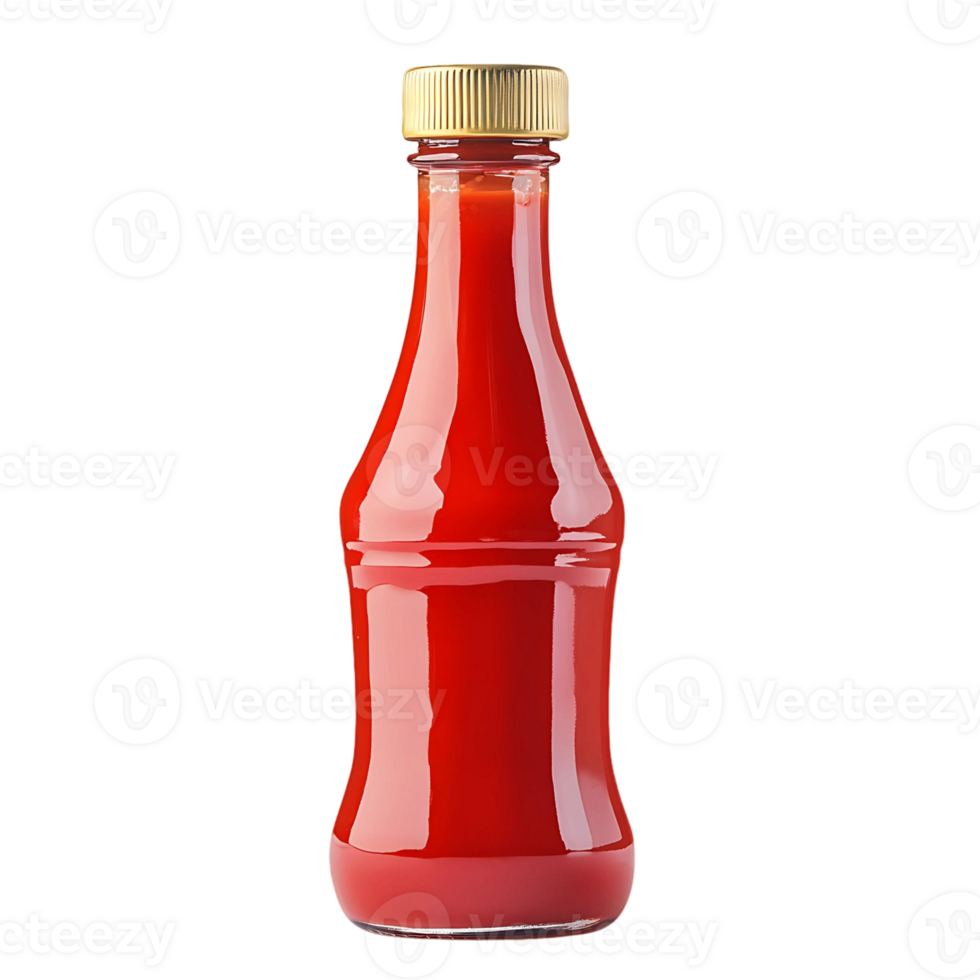 A bottle of ketchup is sitting on a transparent background png