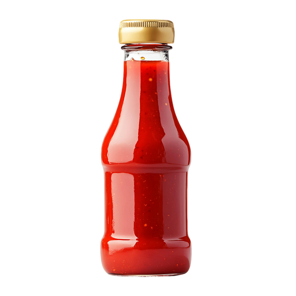 A bottle of ketchup is sitting on a transparent background png
