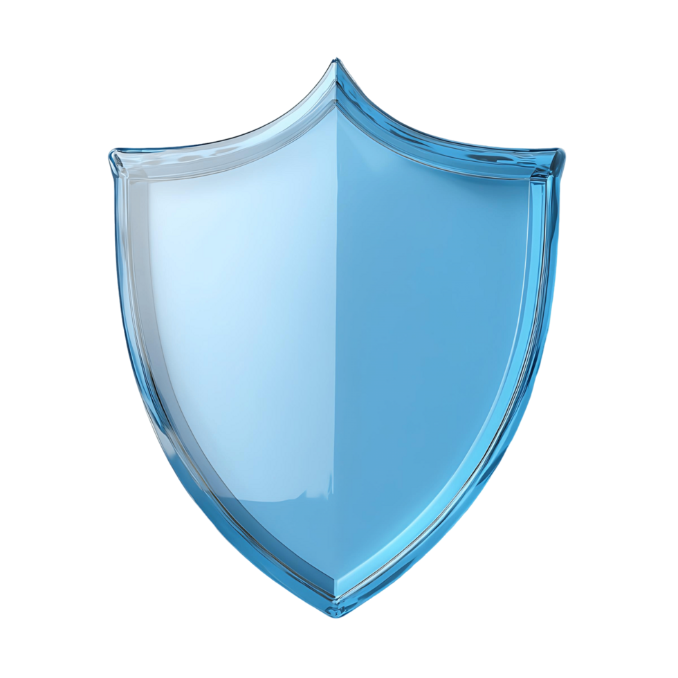 A blue shield with a reflective surface png