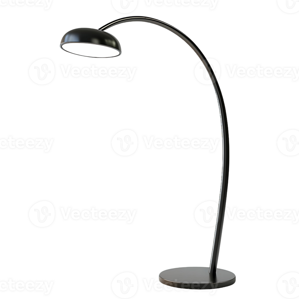 A black lamp with a white light bulb is on a transparent background png
