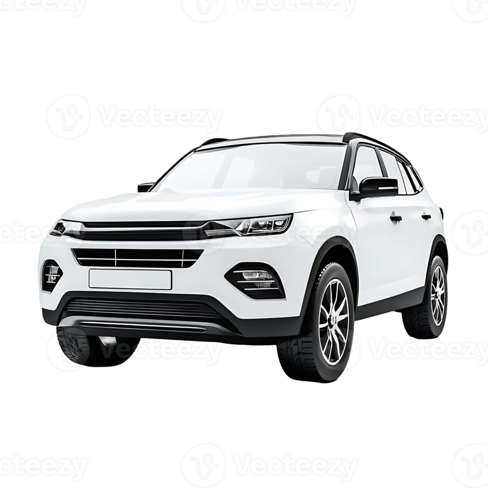 A white car with black trim and black wheels png