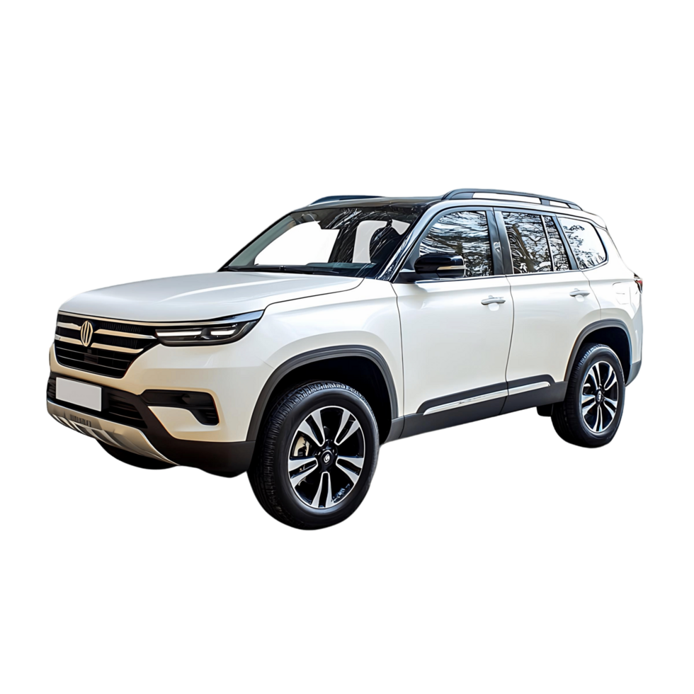 A white Volkswagen SUV is parked on a transparent background png