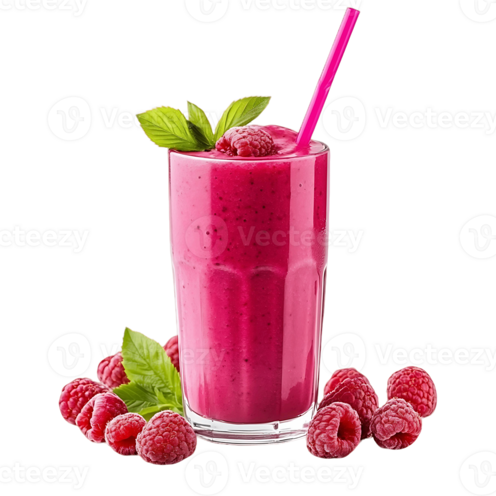 A glass of pink raspberry smoothie with a pink straw png