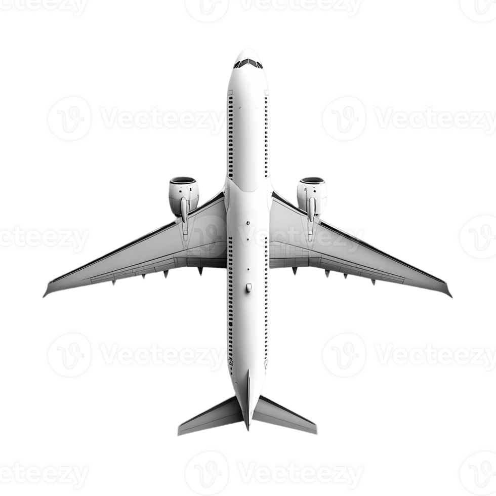 A white airplane is shown in a very detailed and realistic way png