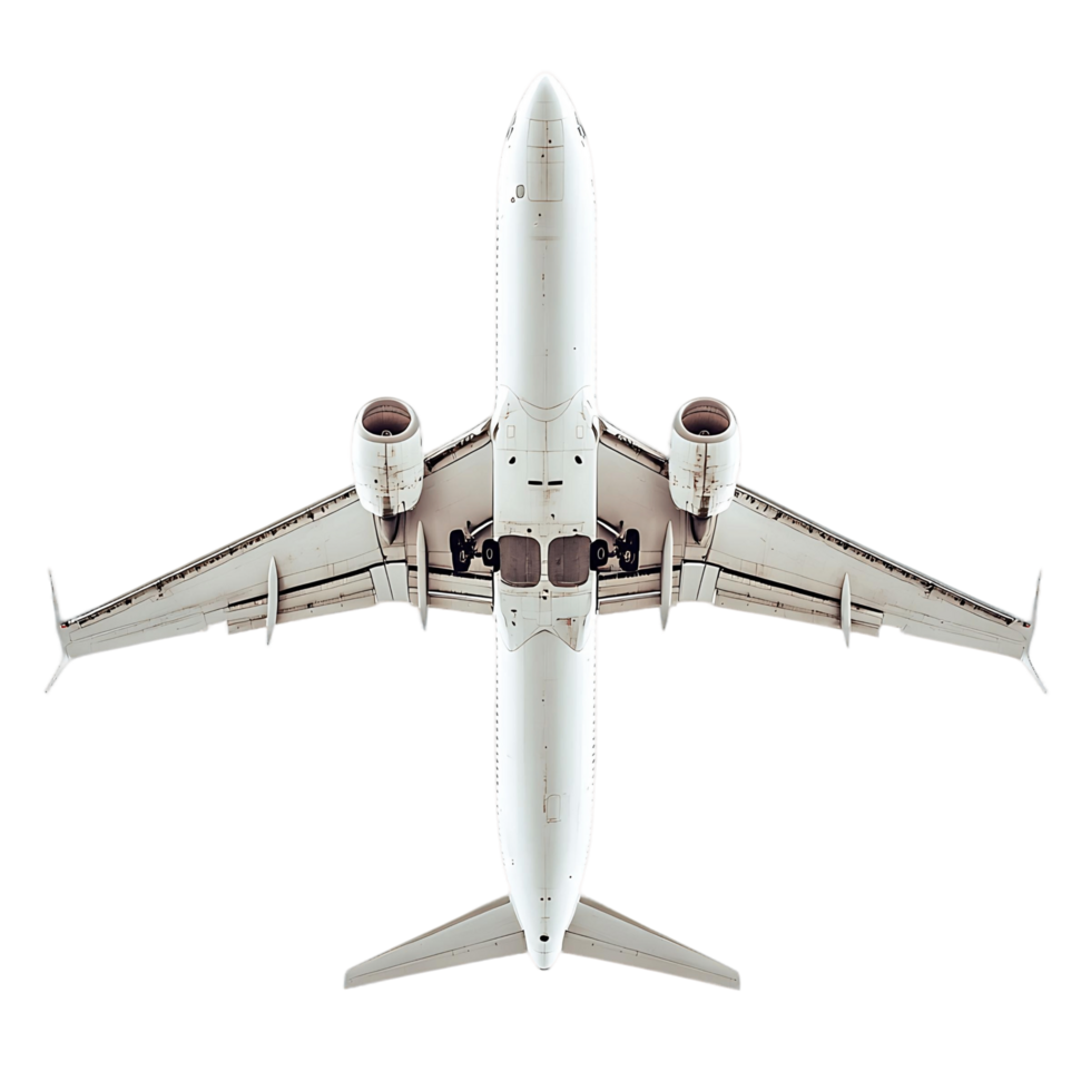 A white airplane with its wings spread out png