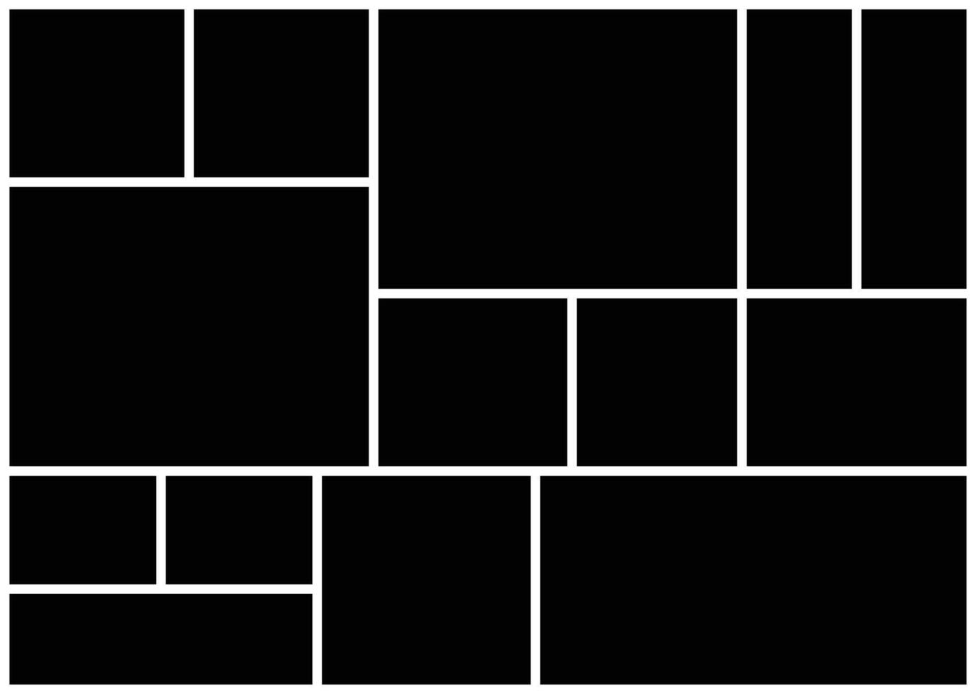 14 Photo collage template illustration. Grid pattern for picture display presentation. background and rectangle shape for wall mood board. vector
