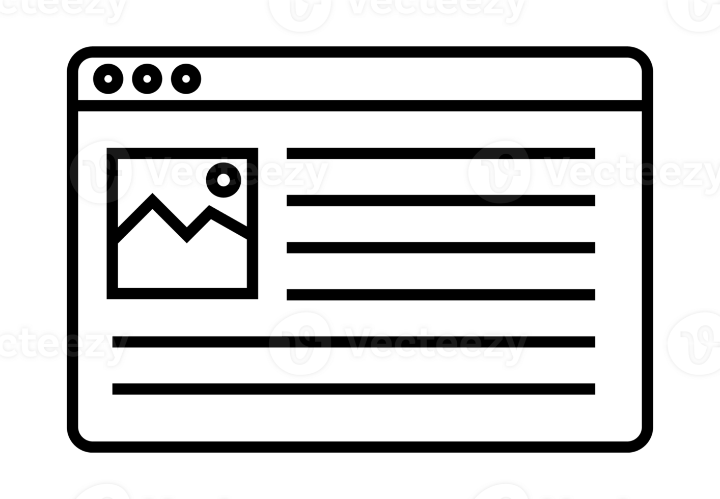 Webpage showing image and text lines in browser window png