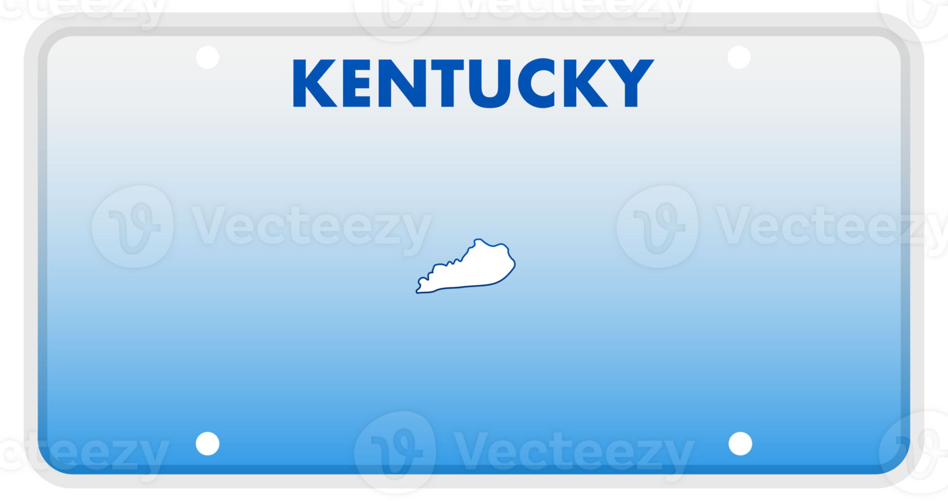 Kentucky license plate featuring state outline and blue gradient png