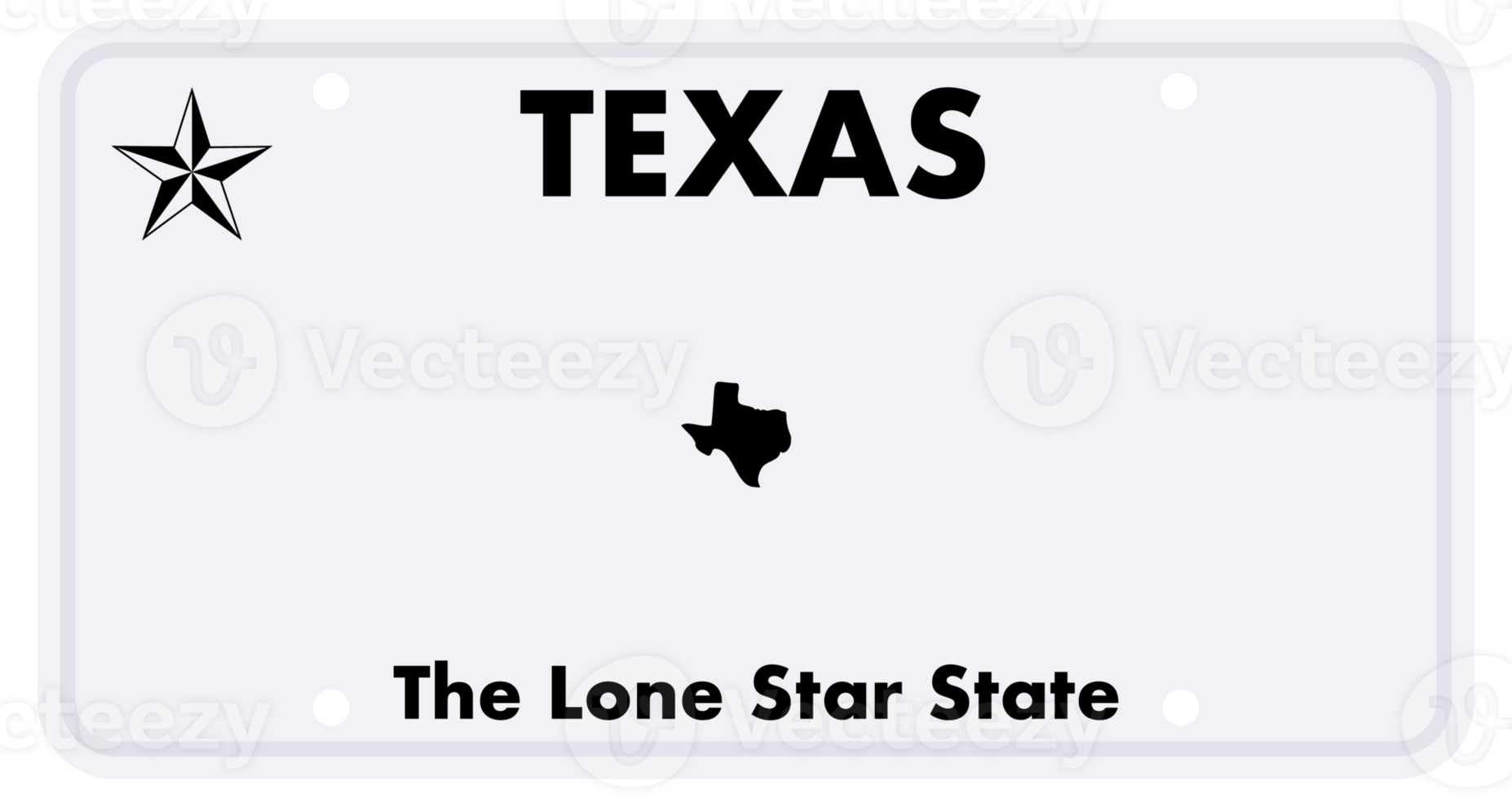 Texas license plate representing lone star state with star and map png