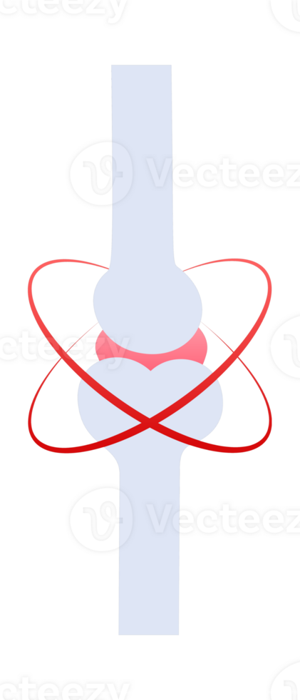 Joint inflammation causing pain highlighted with red circles in a medical illustration png