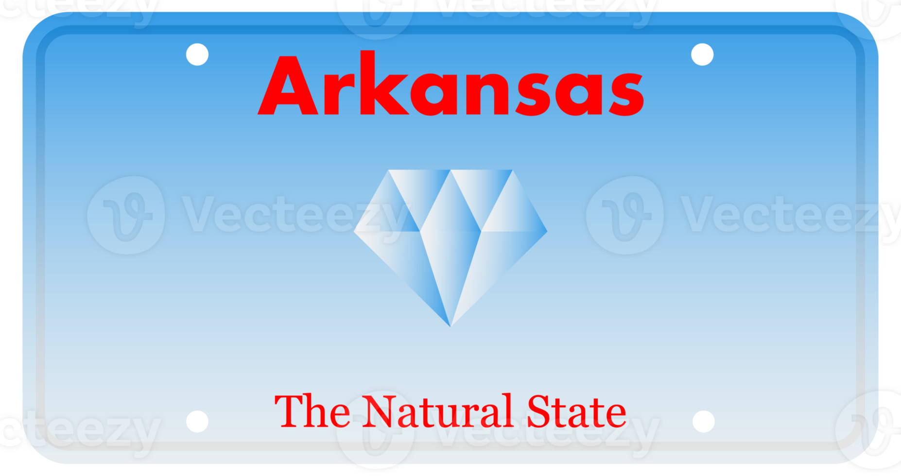 Arkansas state license plate featuring a diamond symbol and gradient blue background png