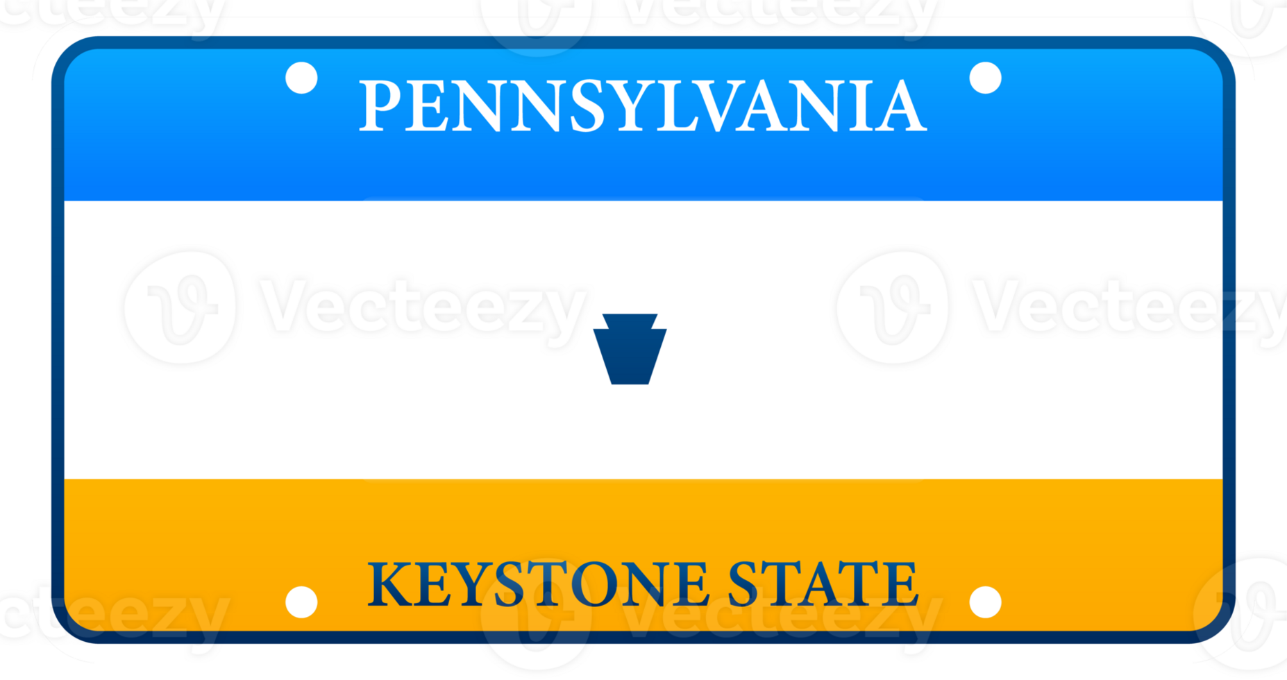 Pennsylvania license plate featuring keystone state symbol and blue stripe png