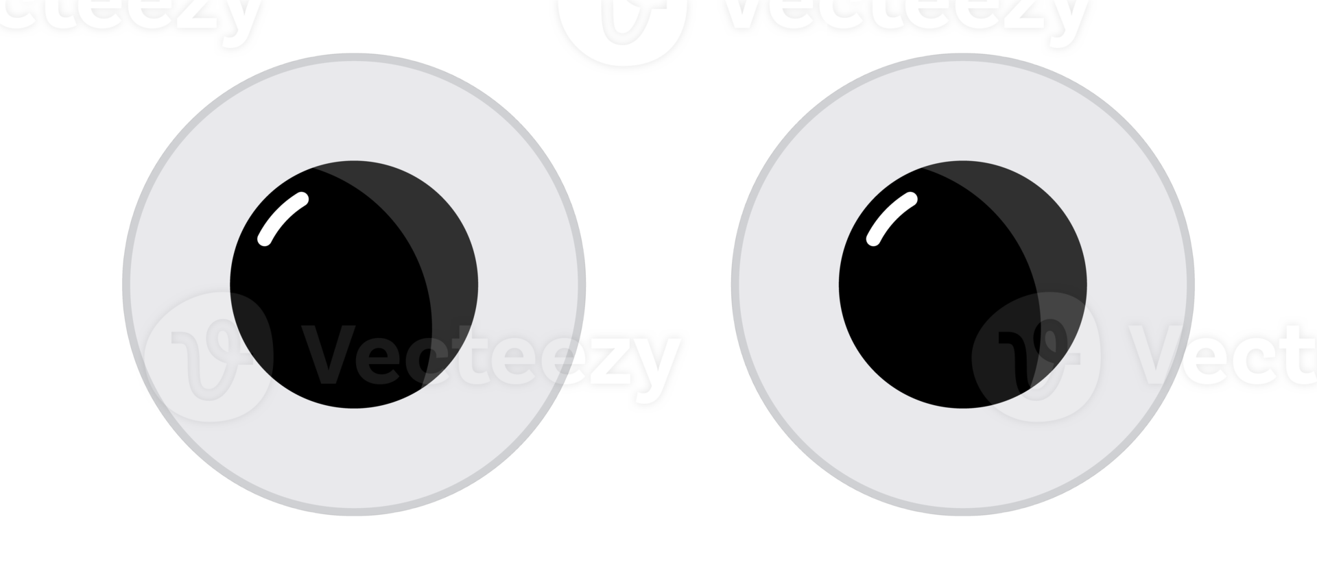 Two big cartoon eyes staring with black pupils and white background png