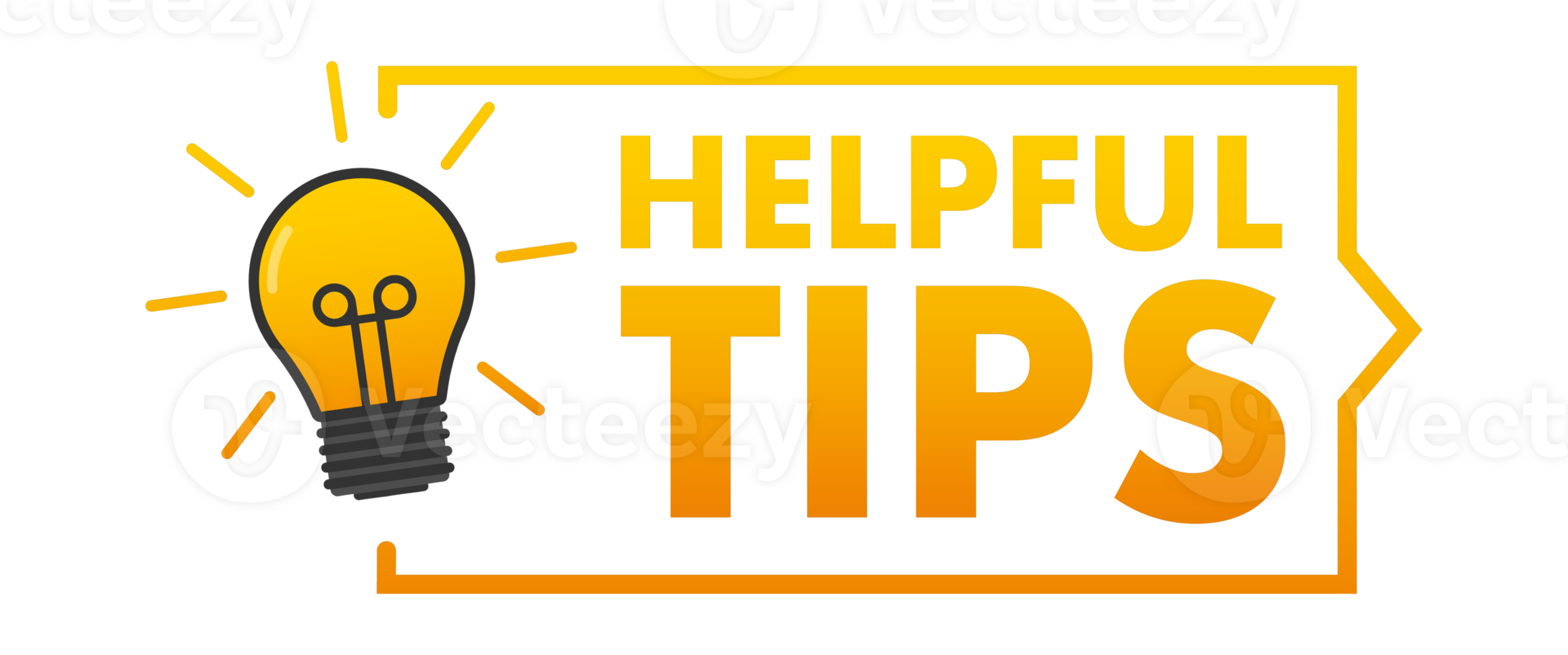Lightbulb shining near helpful tips sign representing useful information png