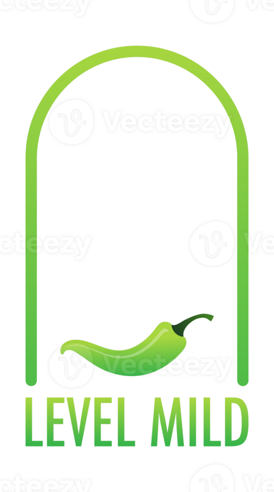 Green chili pepper showing increasing spicy level mild png
