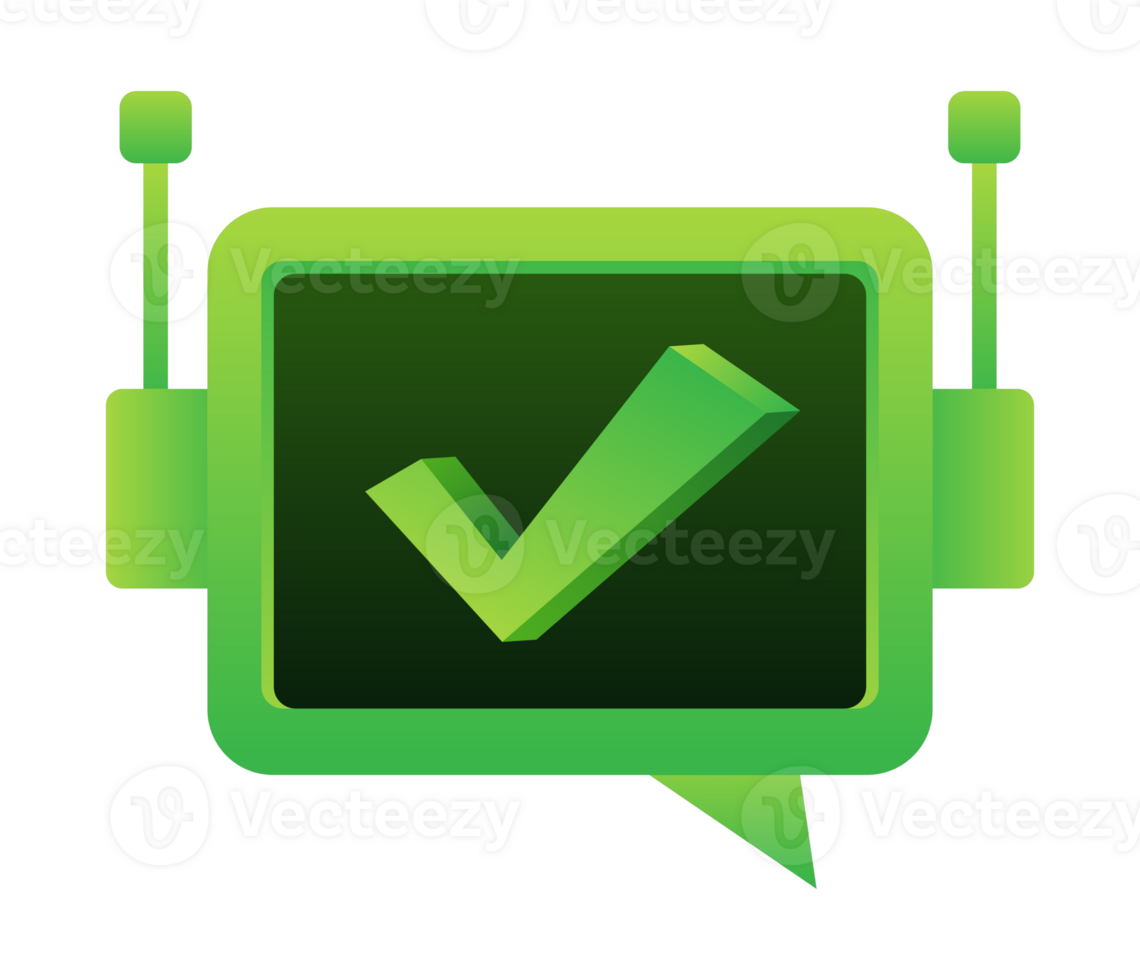 Green check mark communicating approval on digital device png